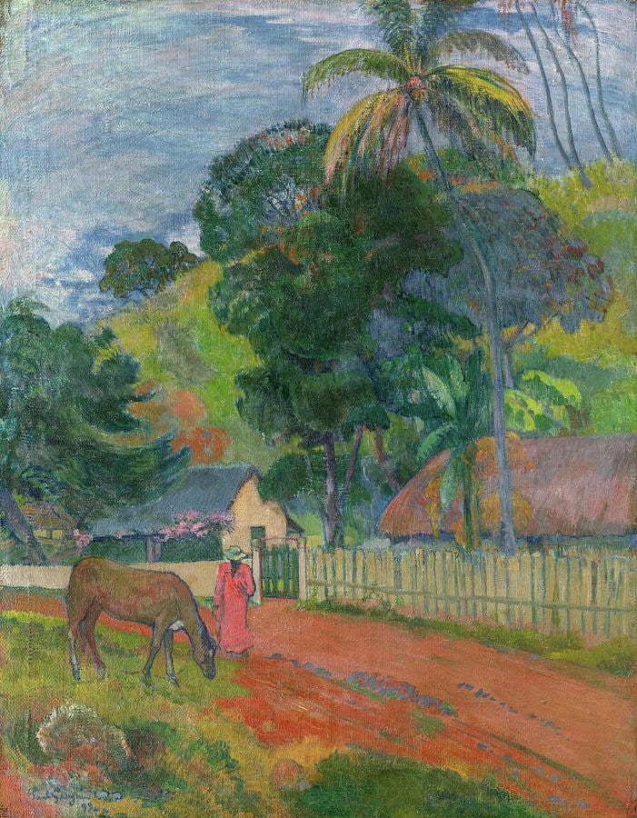 landscape a horse on road 1899 paul gauguin