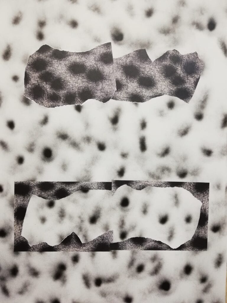 reflection black spots 100x140cm acrylic paper on canvas 2023